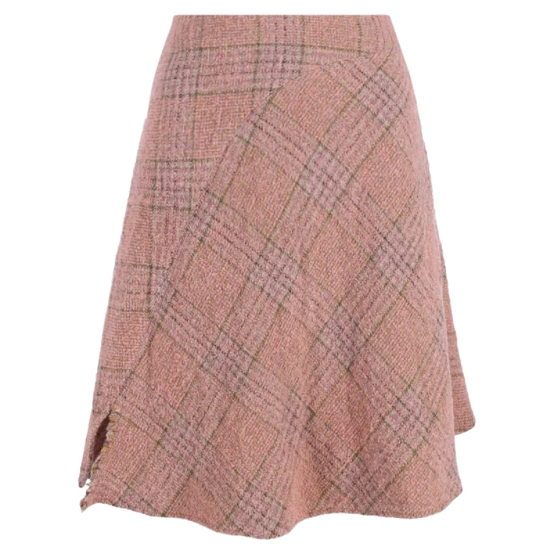 Acne Studios A-Line Plaid Skirt in Pink Wool