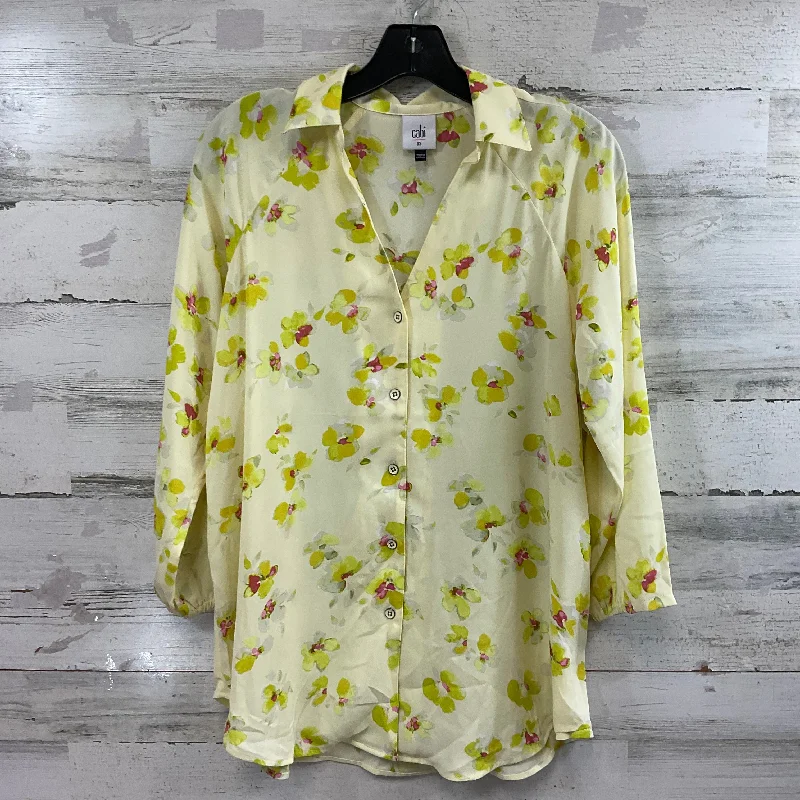 Blouse 3/4 Sleeve By Cabi In Yellow, Size: Xs