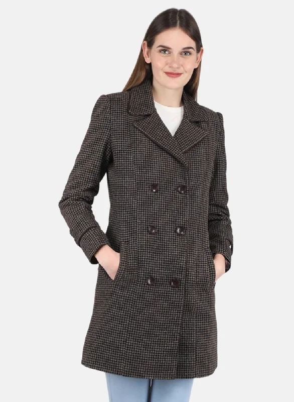 Women Grey Self design Coat