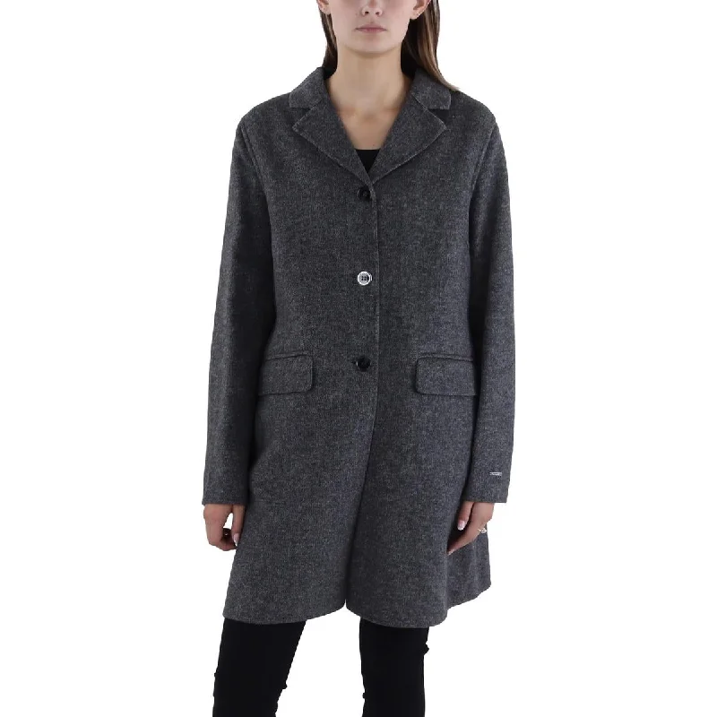 Tahari Womens Wool Blend Heathered Wool Coat